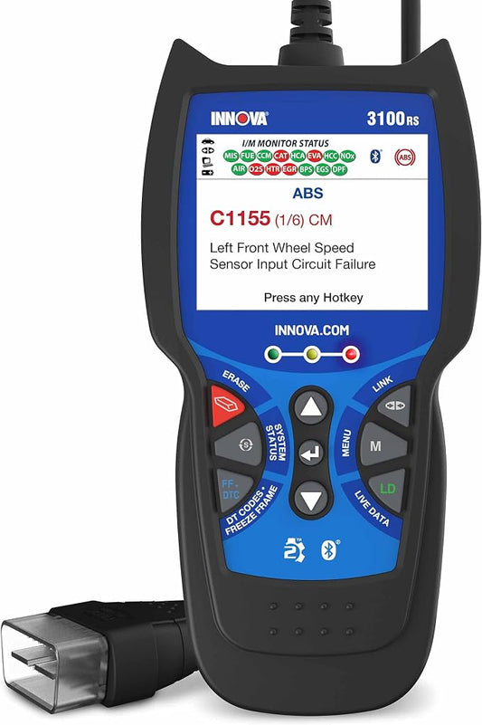 INNOVA 3100RS, OBD2 Scanner, ABS SRS Airbag Scan Tool with Airbag Light & Oil Light Reset, Stream Graph & Record Live Data, Get Suggested Repair & Parts on iPhone or Android