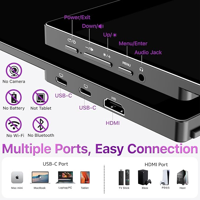 cocopar Portable Monitor Touchscreen 15.6 Inch 1080P FHD 90% sRGB Travel Monitor with Speaker HDMI USB-C Second Screen for Laptop MacBook Surface PC Xbox PS4/5, VESA Mountable, with Touchscreen