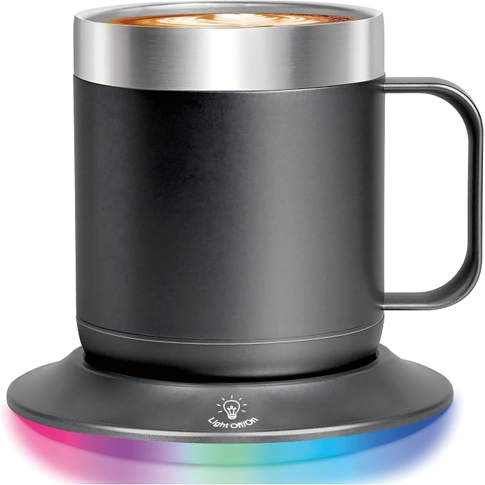 Electric Coffee Mug 12oz Gun Black - Temperature Control Cup Warmer for Desk, 10H Auto-Off
