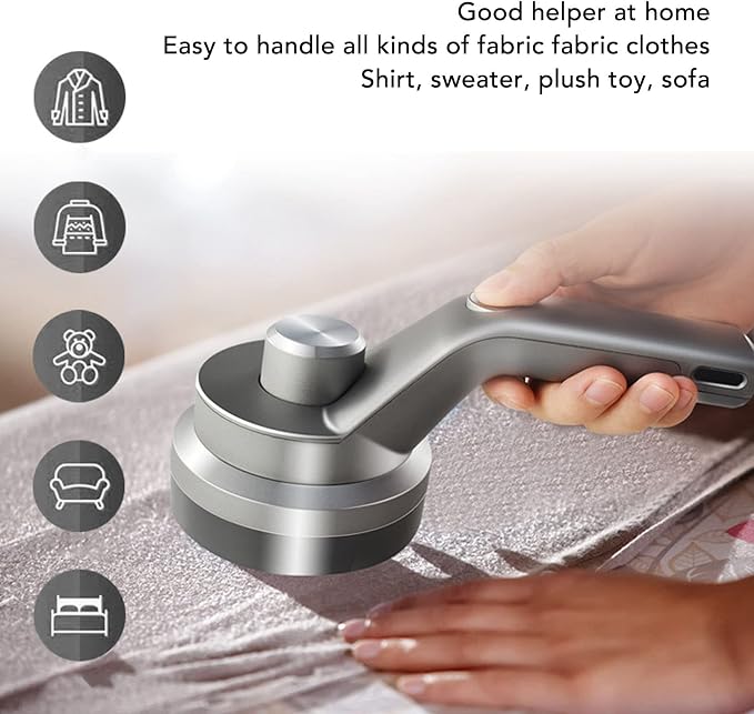 Fdit Electric Lint Remover, Rechargeable USB Fabric Defuzzer with 6 Blade Steel, 1200mAh Battery, Travel Size Hairball Trimmer for Clothing and Blankets