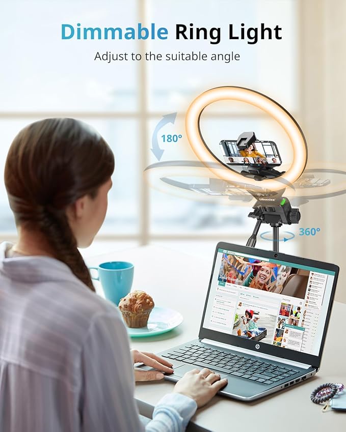 UBeesize 12'' LED RGB Ring Light with 62'' Tripod Stand, Selfie Ring Light for Video Recording, Live Streaming, TikTok & YouTube, Compatible with iPhone & Android