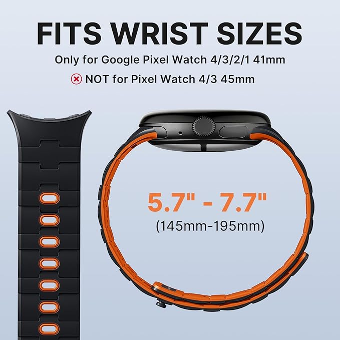 Bandletic Magnetic Silicone Bands Compatible with Google Pixel Watch 4/3/2/1 41mm for Women and Men, Rugged Soft Sport Strap Replacement Wristband