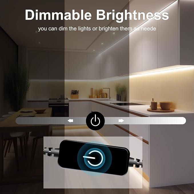 Pandery COB LED Strip,LED Strip Lights 3M/9.84ft,Touch Dimmable LED Strips,CRI90+,4000K Natural White cob led,1600LEDs,24V LED Tape Lights,Indoor for Bedroom, Kitchen, TV, Mirror,Cabinet