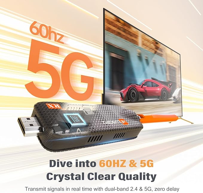 Wireless HDMI Transmitter and 4 Receivers, Support Up to 6 Receivers, 5.8G HDMI Wireless Extender Casting Content for PC Laptop Camera Cable Box to Multiple TVs Monitors Projectors -165FT