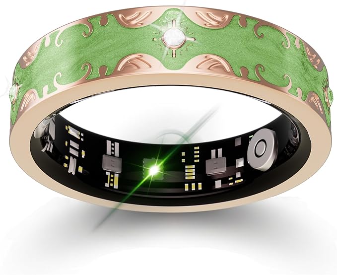 Smart Ring for Women Gift, Fitness & Vital Signs Monitoring, Sleep Tracker/Remote Photography/No Subscription(Green,8#)
