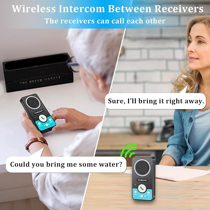 Wireless Doorbell with Speaker 2 Way Audio, Hands-Free Natural Conversation Door Bell Ringer Wireless, 1300Ft Range, 8 Level Volume, 4 Chimes, Battery Doorbell with Intercom for Home/Office/Classroom