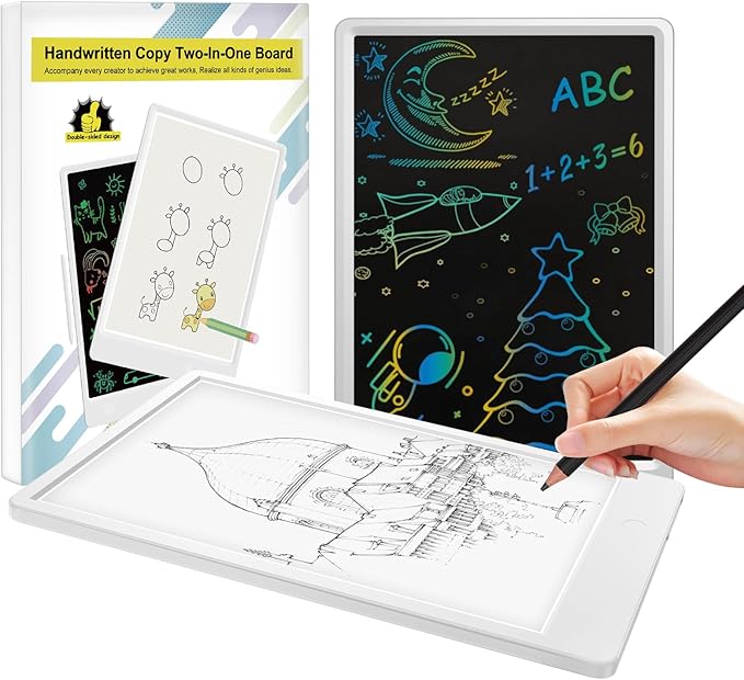Best Educational Gift – Kids Tracing Light Pad with Bonus LCD Doodle Board for Drawing & Writing, Screen-Safe Toy for Early Skills & Creativity