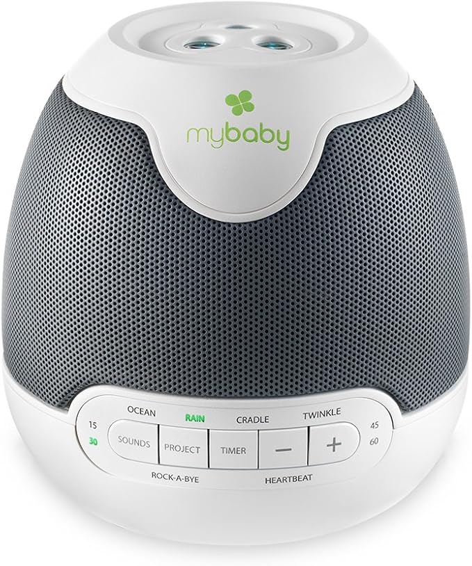 MyBaby Lullaby Sound Machine & Projector – Baby Sleep Machine Plays 6 Sounds & Lullabies, Projects Soothing Images - Auto-Off Timer, Adjustable Volume, Great for Baby Registry and Baby Shower Gifts