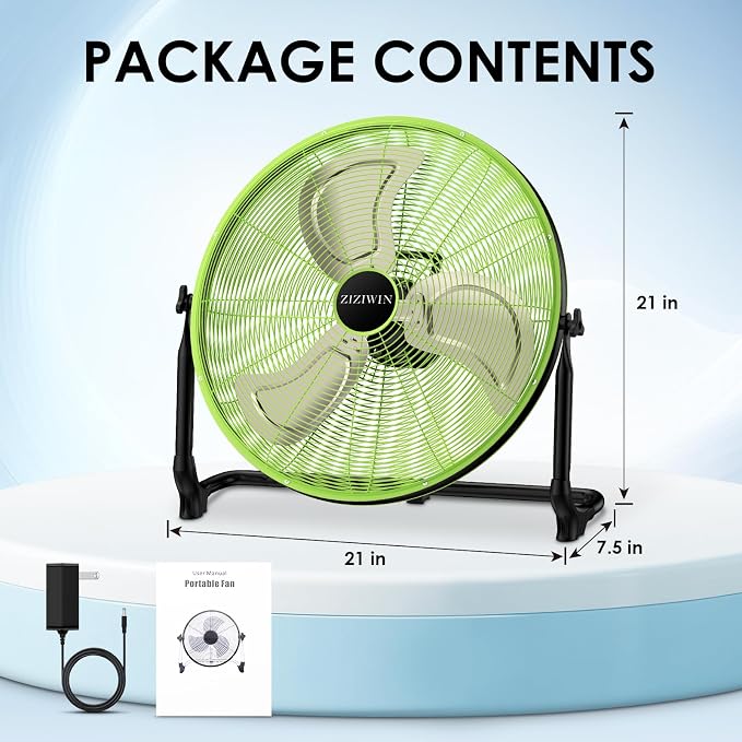 18'' Rechargeable Battery Operated Floor Fan, Portable Cordless Camping Fan Outdoor, Long Lasting Battery Powered Fan, 360° Tilt, Wireless, USB Output, for Home Gazebo Greenhouse Outside Gym