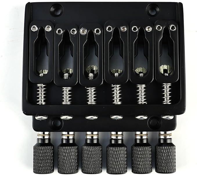 10.5mm(13/32") Headless Electric guitar Bridge Zinc Alloy 6 String Fixed Bridge for Headless Electric Guitar Replacement Parts（Matte Black）
