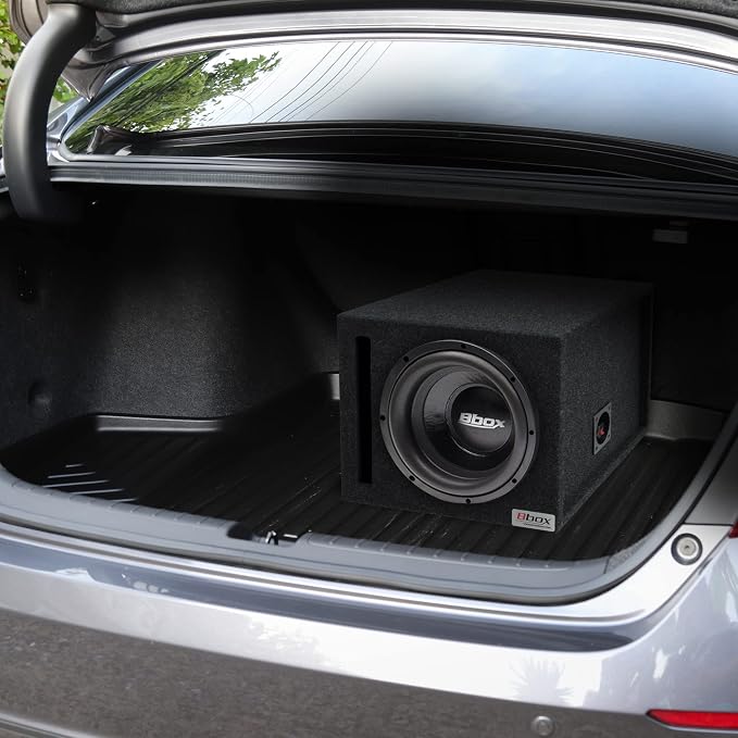 Atrend Bbox 12SVSC Single Vented 12 Inch Subwoofer Box - Premium Subwoofer Box Improves Audio Quality, Sound & Bass - Car Subwoofer Boxes & Enclosures with Nickel Finish Terminals