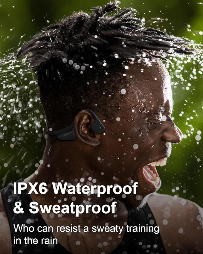 Bone Conduction Headphones, IPX6 Waterproof Open Ear Headphones 14H Playtime Bluetooth 5.3 Wireless Headset Sport with Mic Sweatproof for Running, Cycling