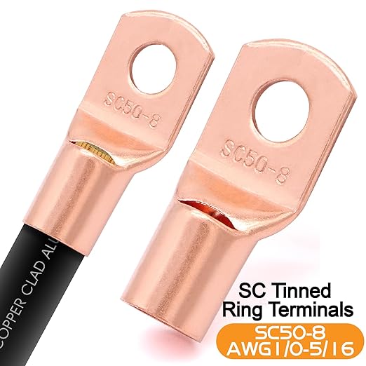 40FT 0 Gauge Wire,1/0 Battery Cable Copper Clad Aluminum for Winch,Reducer,Starter,Solar Power,DC Wiring,W/ 40 Feet PET Cable Sleeve,20pcs Connectors Lugs and 3:1 Heat Shrink Tube