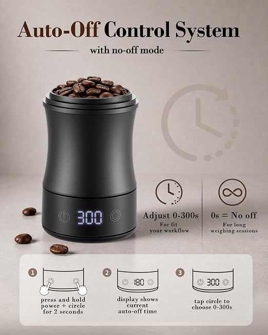 Digital Coffee Scale with Timer, 2-in-1 Espresso Scale & Coffee Dosing Cup, Magnetic Design Fits 54mm & 58mm Portafilter, Rechargeable, Max 500g/0.1g Precision, Auto-Off Setting, Black