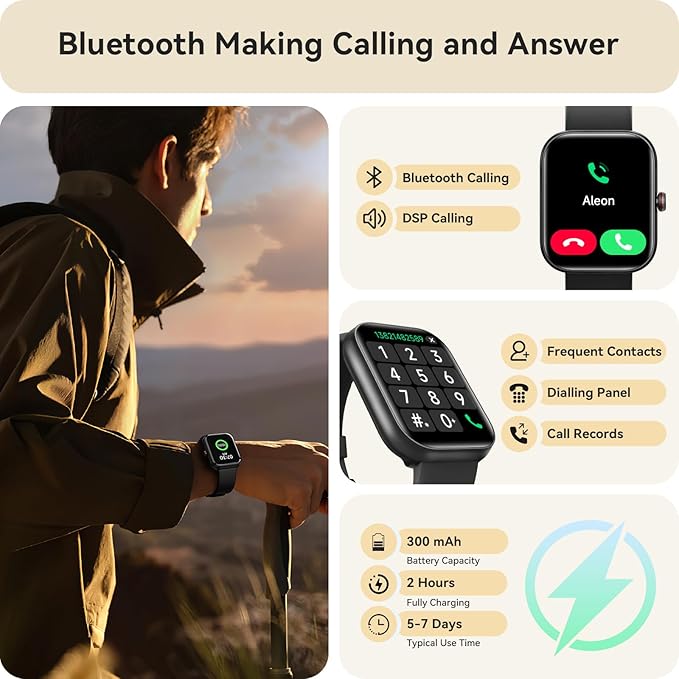 Smart Watch for Women Men, Smartwatch for iPhone & Android Bluetooth (Answer/Call) Built-in Alexa, 1.91" HD Fitness Tracker with 105+ Sport Modes, IP68 Waterproof, Sleep/Heart Rate/SpO2/Stress Monitor