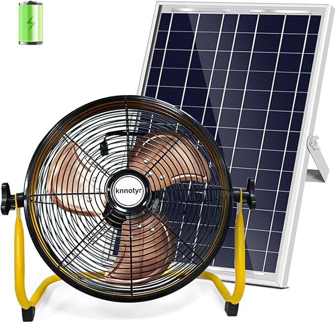 Outdoor Fan Can Running 5-24 Hours,Solar Powered Fan For Shed,Home,Ouside,Camping，with USB Output For Emergency Situation Without Electric
