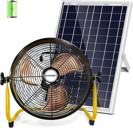 Outdoor Fan Can Running 5-24 Hours,Solar Powered Fan For Shed,Home,Ouside,Camping，with USB Output For Emergency Situation Without Electric