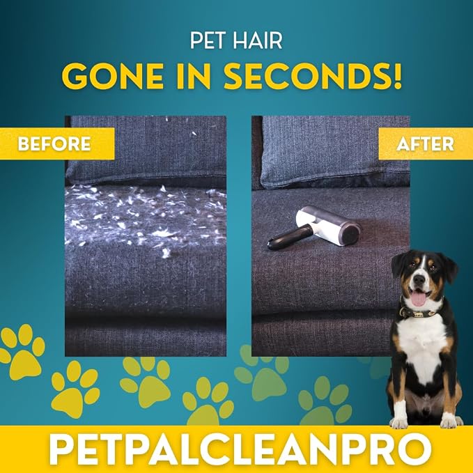 Premium Pet Hair Remover for Couch, Furniture & Car | Reuseable Strong Self-Cleaning Lint Roller | Modern Black & White Design– PetPalCleanPro