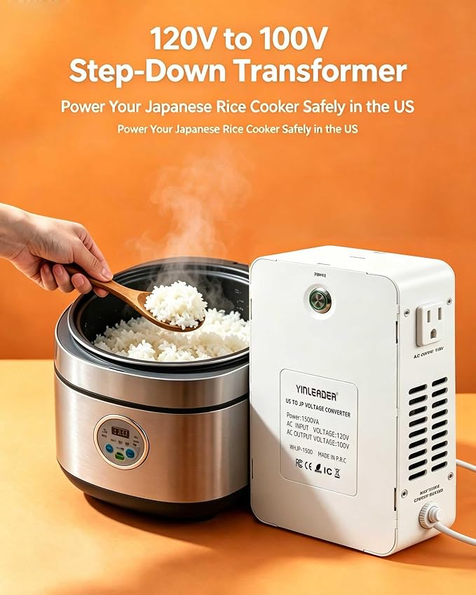 Yinleader 1500W US 120V to 100V JP Japan Voltage Converter Step Down Transformer Ideal for Japanese Electronic Devices(White)