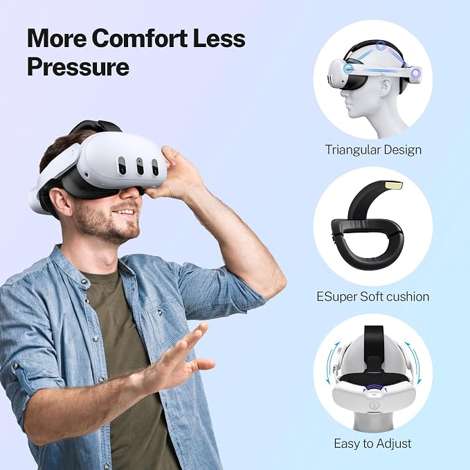 YOGES 20000mAh Dual Battery Head Strap Compatible with Meta Quest 3S & Quest 3, Detachable Magnetic Battery, Rechargeable Headstrap to Extend Playtime for VR Headset Compatible with Meta Quest 3S