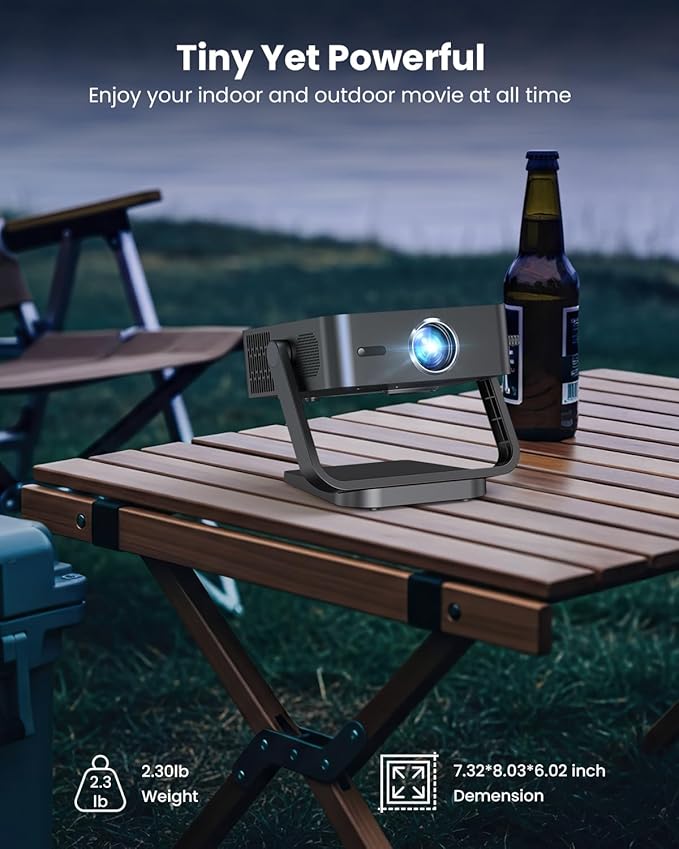 [Built-in Apps/Dolby Audio] FUDONI Smart Projector with WiFi 6 and Bluetooth, 1080P Full HD Projector with Netflix/ Prime Video/Youtube, Zoom Correction, Movie Proyector for Home & Outdoor