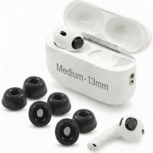 Dekoni Audio Memory Foam Ear Tips for Airpods Pro 3, 3 Pack | Ear Tip Replacement Complies with Apple Airpod Pro Gen 3 | Secure Fit, Enhanced Noise Isolation, All-Day Comfort (Medium)