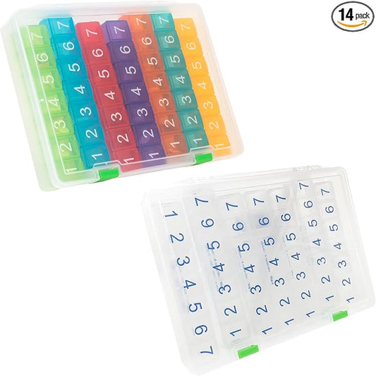 e-Pill 2-Pack Weekly 7×7 Pill Box Organizer – Rainbow & Clear