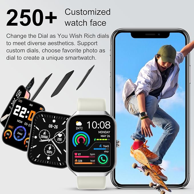 Jugeman Smart Watches for Women(Answer/Make Call), 1.96" HD New Smartwatch with Heart Rate/Sleep Monitor/Pedometer/Calories, 113+ Sports Modes, Fitness Watch IP68 Waterproof for Android iOS