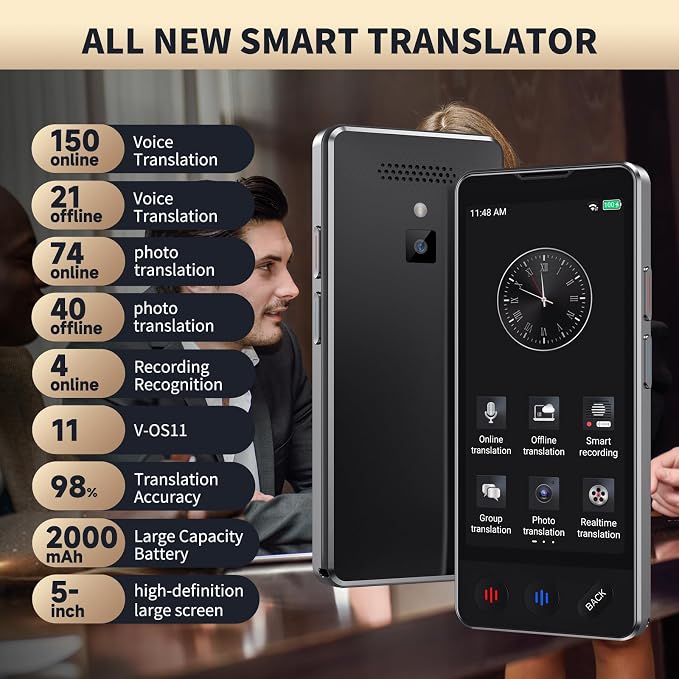 Language Translator Device No WiFi Needed, 2026 Upgraded AI Translator, Support 150 Languages Voice Instant Two-Way Translation, Offline/Photo Translator for Business Travel
