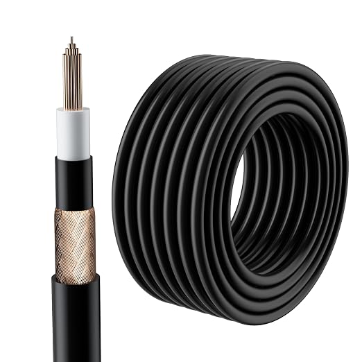 HiFind Bulk Guitar & Instrument Patch Cable 25 FT, Shielded OFC Single-Conductor Unbalanced Unfinished Mono Bass AMP Cord Pickup Hookup Wire for DIY, Pedal Board, Stage Studio, Home Audio-Matte Black