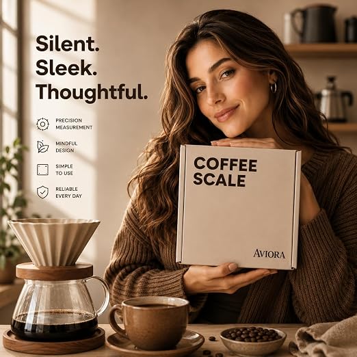 Aviora Coffee Scale with Timer – 0.1g Precision USB-C Rechargeable Digital Espresso Scale, LED Display, Tare Function for Pour Over & Barista Brewing