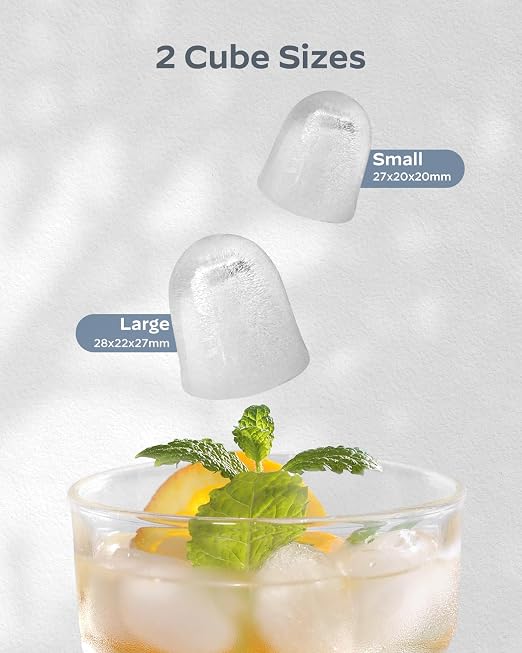 Silonn Ice Maker Countertop, Stainless Steel Portable Ice Machine with Carry Handle, Self-Cleaning Ice Makers with Basket and Scoop, 9 Cubes in 6 Mins, 26 lbs per Day