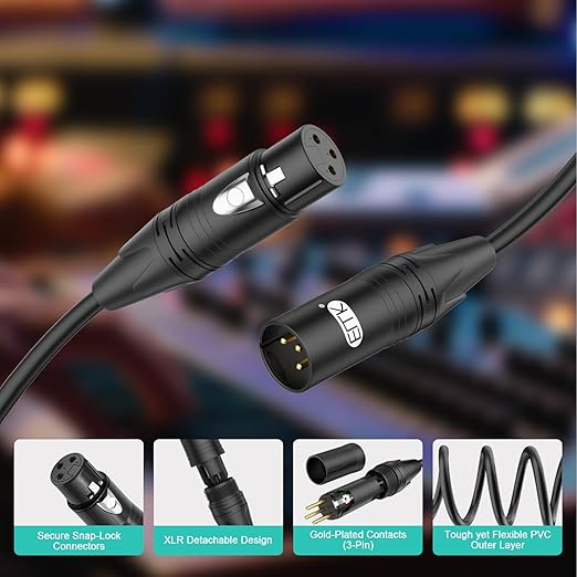 EMK XLR Cable 11ft/3.6M (10 PCS) – Balanced Male to Female Microphone Cord, 3-Pin Professional Audio Cable – Oxygen-Free Copper (OFC) for Studio, Mixer, Amplifier