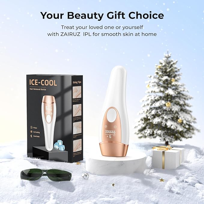 IPL Laser Hair Removal for Women, 41°F Ice-Cooling Contact for Painless Hair Removal, 21J Energy 99% Hair Reduction in 2 Sessions, At-Home Hair Removal Device for Legs, Armpits, Facial, Bikini Line