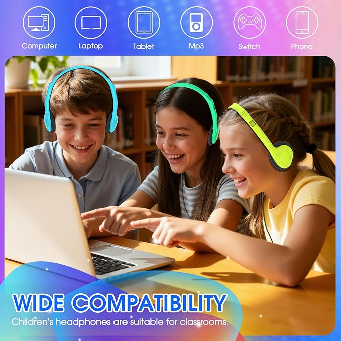 24 Pack Bulk Headphones for Classroom Students Kids School,Wholesale Earphones Wired On Ear Class Set Headsets with 3.5mm Jack for Library Chromebook Laptop PC Computer(HLY002,8 Colors)