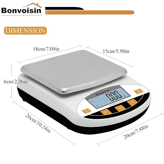 Bonvoisin Lab Scale 500gx0.01g Digital Precision Analytical Balance - High Precision Electronic Balance for Jewelry, Kitchen, Scientific, and Laboratory Use