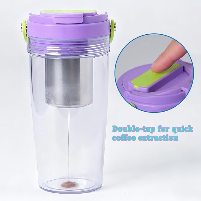 minkah Fast Extraction Mini Electric Coffee Maker - Portable Filter Coffee Brewer for Travel,Insulated Stainless Steel Tumbler,30 oz Reusable Iced Coffee Cup Machine,Hot Coffee Mug with Lid (Orange)