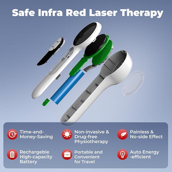 16*650nm & 8*808nm Cold Laser Therapy Device for Dog Cat, 5200mAh Portable Near Red Light Laser Therapy with Protective Cover, Puppy LLLT Pet Treatment Machine for Muscle Pain Relief & Improve Healing