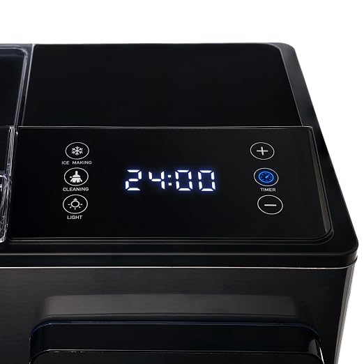 Luma Nugget Countertop Ice Maker, 44 lbs in 24 Hours, Black Stainless Steel Ice Machine, Perfect for Home Bar, Kitchen Countertop, RV, Home Office