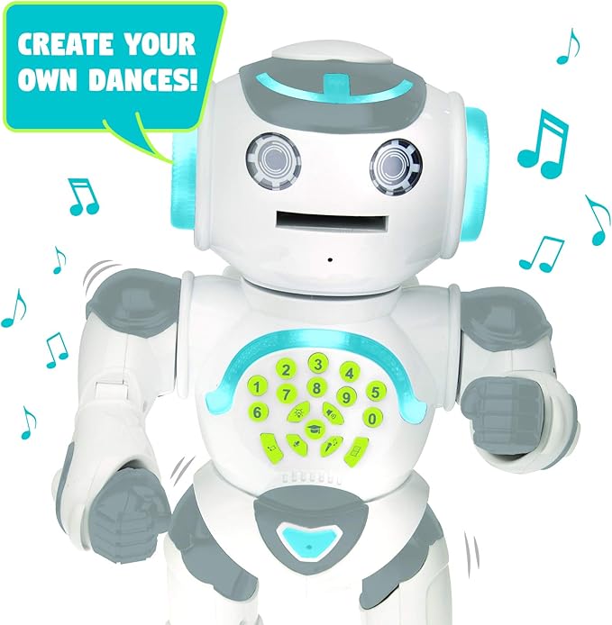 LEXiBOOK Powerman Max, Remote Control Walking Talking Toy Robot STEM Programmable, Dances, Sings, Tells 10,000 Stories, 300+ Learning Quiz, Shooting Discs and Voice Repeat for Kids 4+ ROB80US