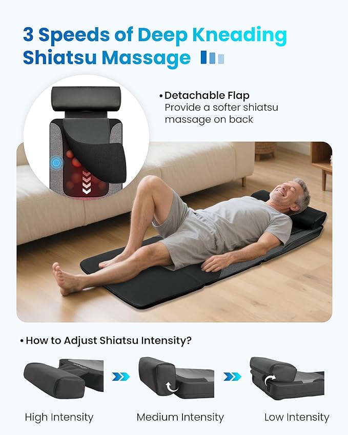 COMFIER FSA Full Body Massage Mat with Heat,HSA Eligible Shiatsu Back Massager for Pain Relief Deep Tissue Kneading&Vibration,Heating Chair Massage Pad for Recliner Sofa Bed,Mother‘s Day Gifts for Mom
