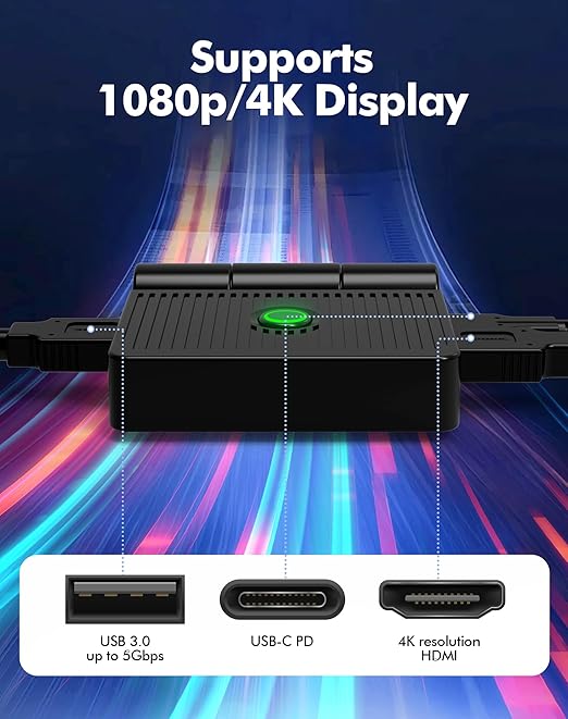 DOBE FOMIS ELECTRONICS Portable Docking Station for TV Compatible with Nintendo Switch/OLED, TV Docking Station Replacement Supports 1080P/4K HDMI Output with USB 3.0 Port
