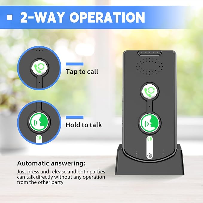 2 Way Intercom for Home Upgraded, Portable Wireless Intercom System for House with 5 Level Volume and Ringtones Adjustment Rechargeable for Hospital Hotel Office Business 3 Pack(Black)