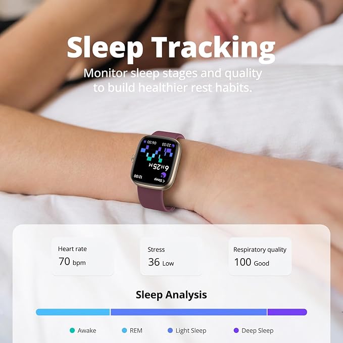 Smart Watch for Women, 1.83" HD Touchscreen Fitness Tracker, Bluetooth Calling, 110+ Sports Modes, Heart Rate SpO2 Sleep Monitor, DIY Dial, IP67 Waterproof, Compatible with Android & iOS
