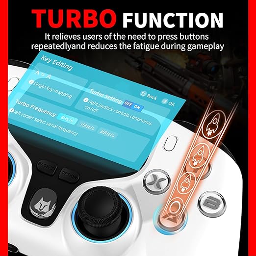 NBCP V6 Wireless PC Controller with Interactive Screen,Gyroscope Calibration & Joystick Drift Repair Function,for PC Windows 7,8,10,11/Android/iOS,Hall Effect Joystick & Trigger,Programmable,Turbo Function,5-Level Vibration Feedback,1000Hz Polling Rate...