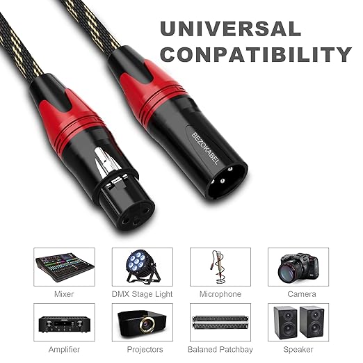 XLR Cables, Microphone Cables Male to Female 100ft 2Packs, XLR Speaker Cable Nylon Braided 3 Pins Mic Cable