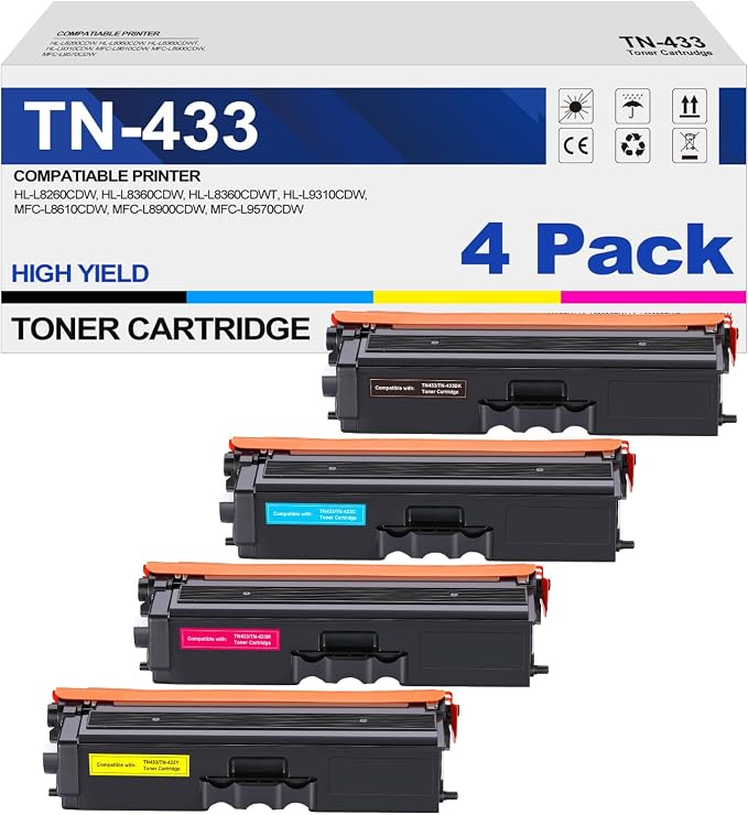 TN433 TN-433 Toner Cartridge Replacement for Brother TN 433 TN-431 for Brother HL-L8260CDW HL-L8360CDW MFC-L8610CDW MFC-L8900CDW HL-L9310CDW Printer