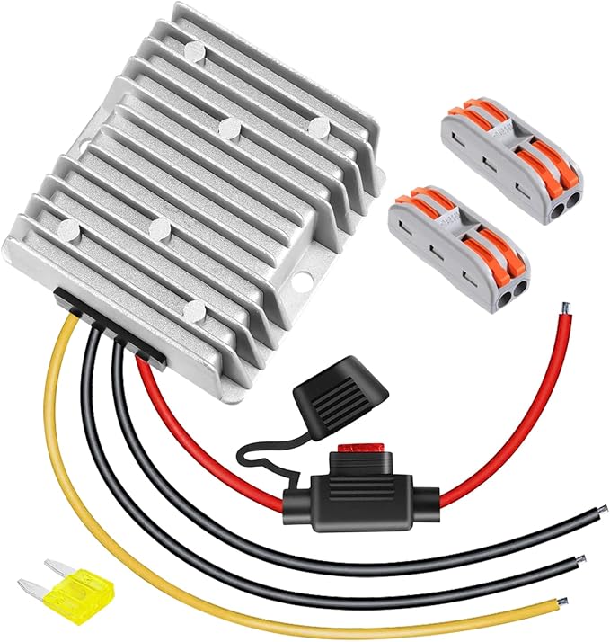 DC-DC 36V 48V to 12V 20A 240W Step Down Converter Golf Cart Voltage Regulator Reducer Transformer with Fuse Waterproof