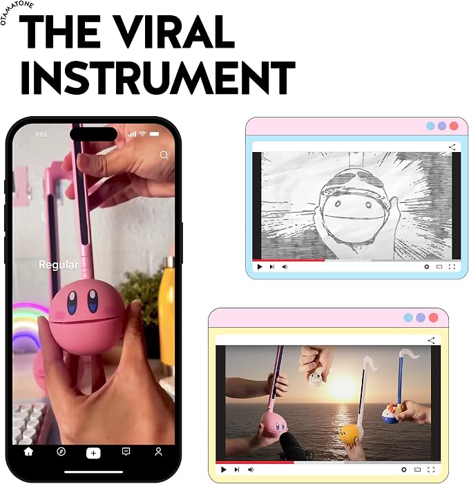 Otamatone Japanese Electronic Musical Instrument Portable Music Synthesizer from Japan by Maywa Denki Studio Award Winning, Educational Fun Gift for Children, Teens & Adults - Yellow & Hot Pink Set