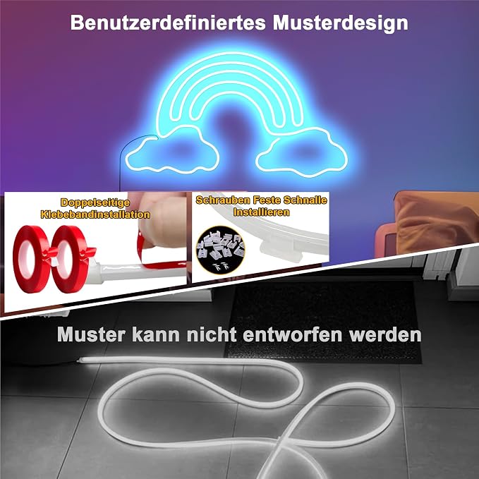 Cozylady RGB Neon Light LED Rope Light,Waterproof Bluetooth APP Remote Control Music Sync Strip Light,24V Flexible DIY Silicone Light for Bedroom Home Indoor Outdoor Decoration (50Ft/15M)